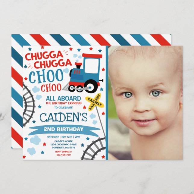 Invitación al cumpleaños del tren Chugga Chugga Ch (Anverso / Reverso)