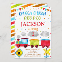 Invitación al cumpleaños del tren Chugga Chugga Ch