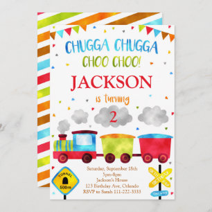 Invitación al cumpleaños del tren Chugga Chugga Ch