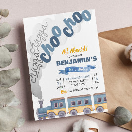 Invitación al cumpleaños del tren Chugga Chugga Ch