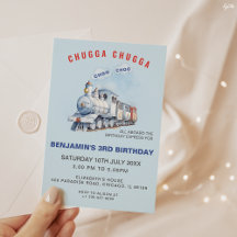 Invitación al cumpleaños del tren Chugga Chugga Ch