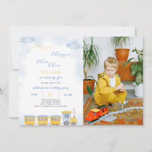 Invitación al cumpleaños del tren con foto