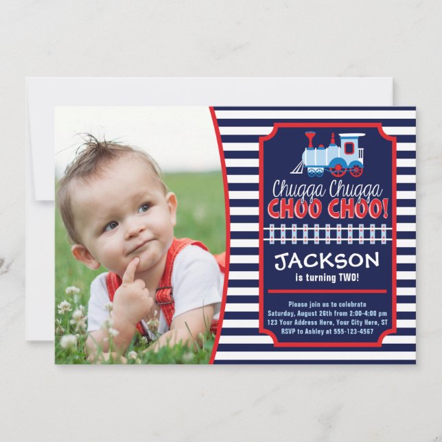 Invitación al cumpleaños del tren con sobres (Anverso)