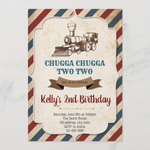 Invitación al cumpleaños del tren de Vintage