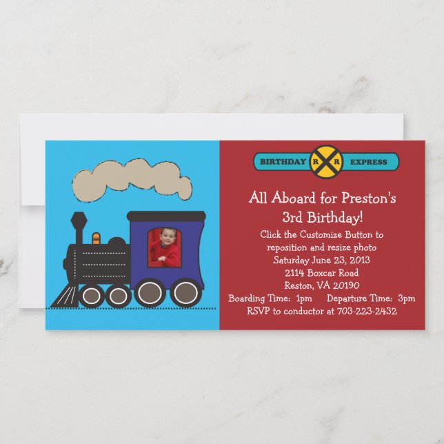 Invitación al cumpleaños del tren fotográfico (Anverso)