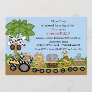 Invitación al cumpleaños del tren Safari Jungle