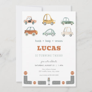 Invitación al cumpleaños del vehículo de transport