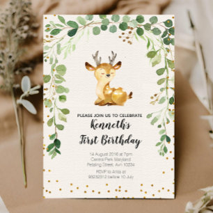 Invitación al cumpleaños del venado de Woodland Gr