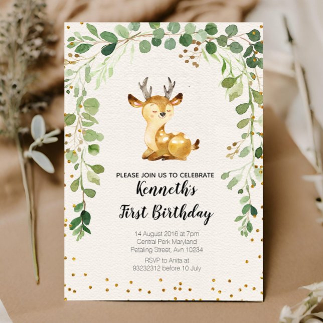 Invitación al cumpleaños del venado de Woodland Gr (Subido por el creador)
