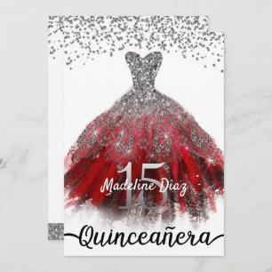 Invitación al cumpleaños del vestido rojo Ruby