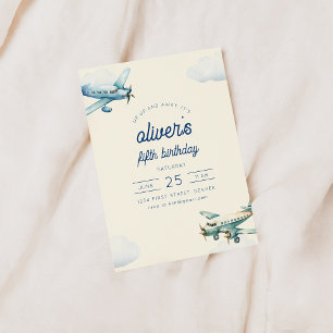 Invitación al cumpleaños del vuelo de avión de arr