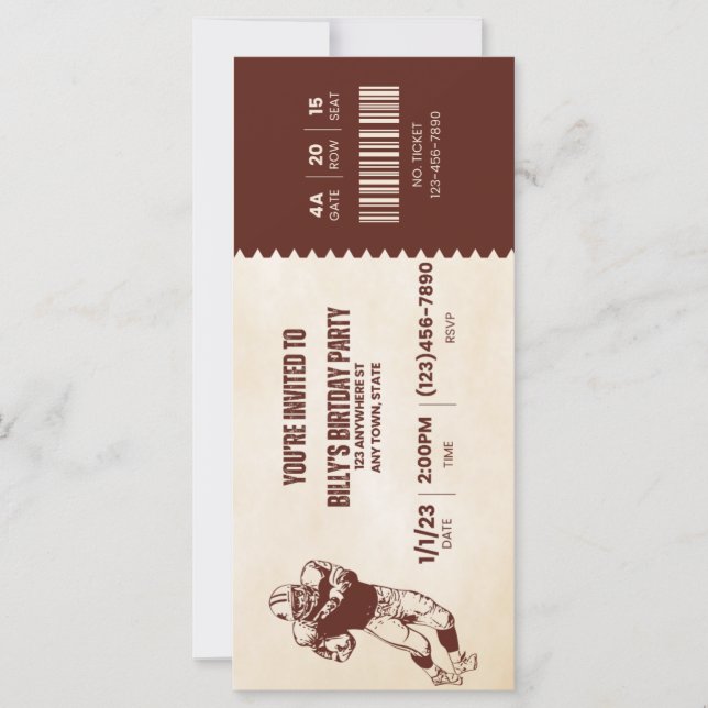 Invitación al cumpleaños deportivo (Anverso)