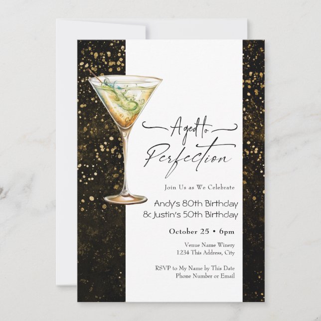 Invitación al cumpleaños doble perfecto para adult (Anverso)