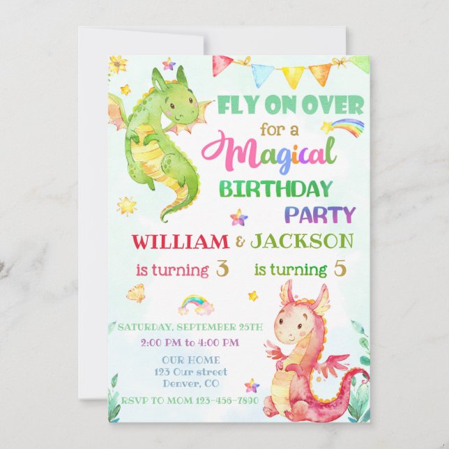 Invitación al cumpleaños Dragon (Anverso)