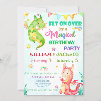 Invitación al cumpleaños Dragon