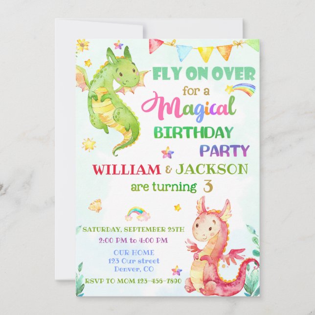Invitación al cumpleaños Dragon (Anverso)