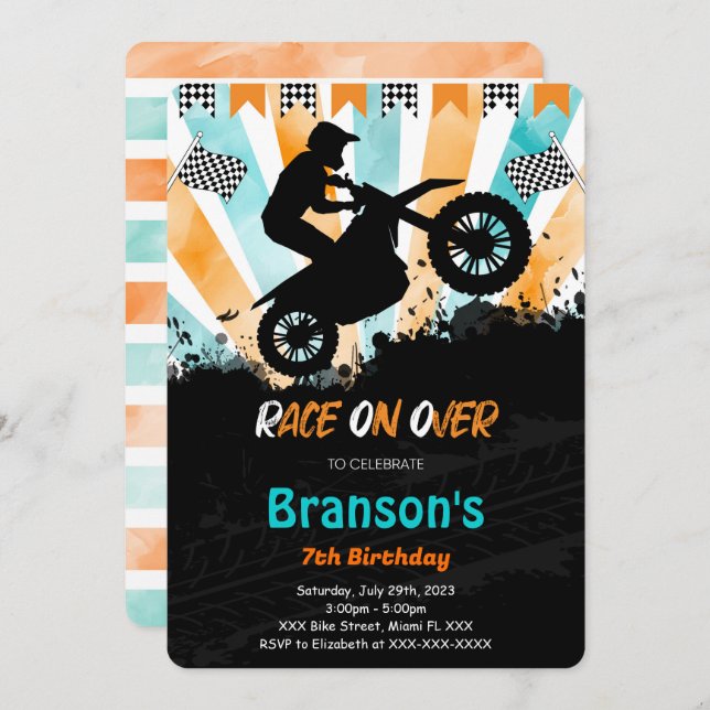 Invitación al cumpleaños en bicicleta (Anverso / Reverso)