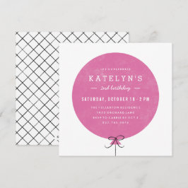 Invitación al cumpleaños en globo - Fuchsia