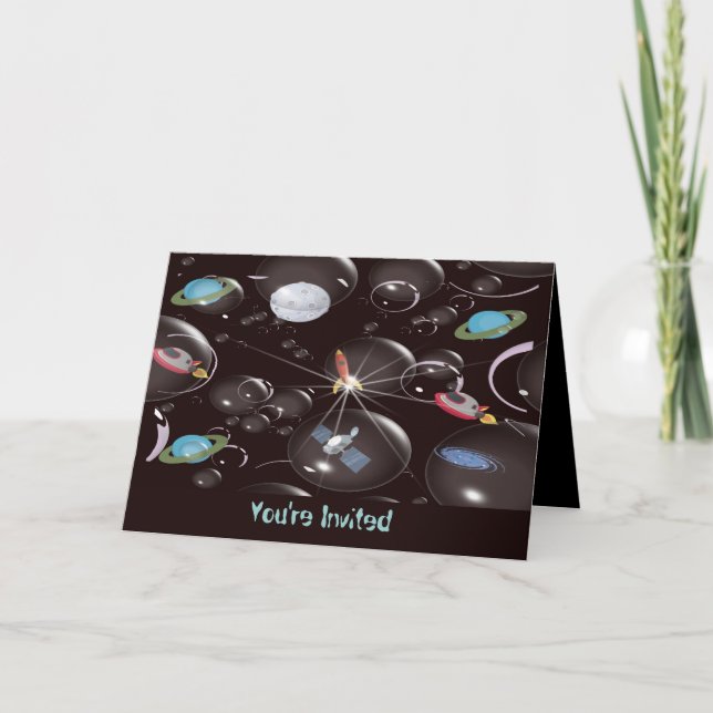 Invitación al cumpleaños espacial del niño (Anverso)
