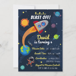 Invitación al cumpleaños espacial. Invitación de a