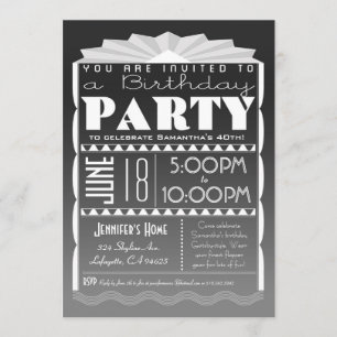 Invitación al cumpleaños - Gatsby Style Gray