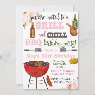 Invitación al cumpleaños Grill & Chill BBQ.