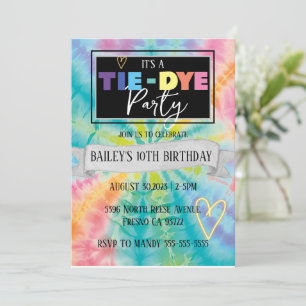 Invitación al cumpleaños Hippie Rainbow Fiesta Tie