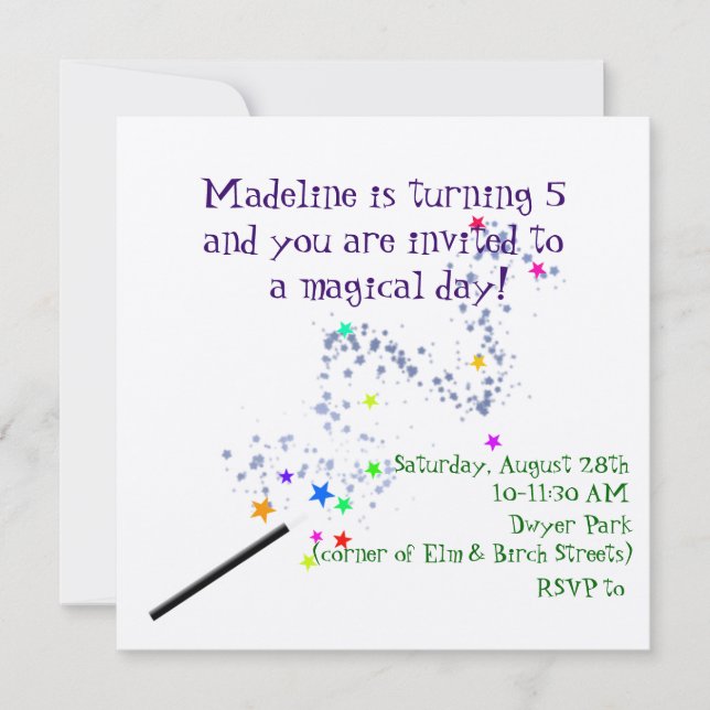 Invitación al cumpleaños mágico 2 (Anverso)