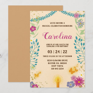 Invitación al cumpleaños mágico floral