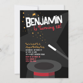 Invitación al cumpleaños mágico - varita mágica y