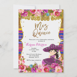 Invitación al cumpleaños mexicano Purple Mis Quinc