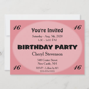 Invitación al cumpleaños moderno rosado