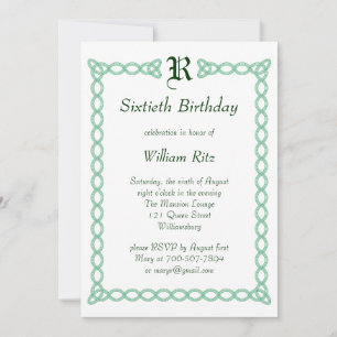 Invitación al cumpleaños monogramado verde