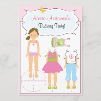 Invitación al cumpleaños - Muñeca de papel