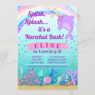 Invitación al cumpleaños Narwhal, Fiesta de la pis