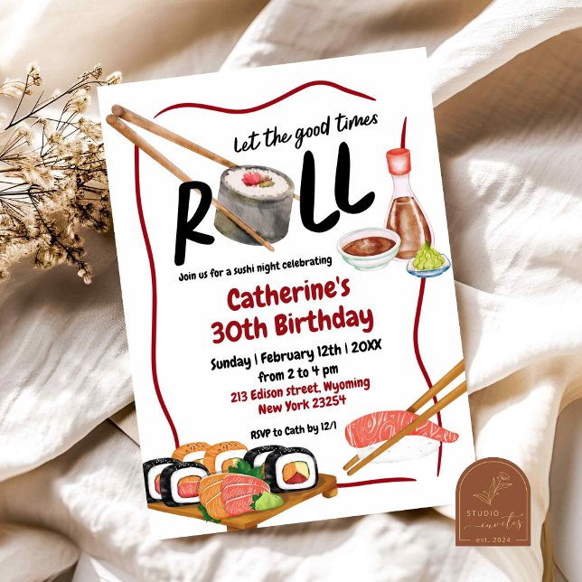 Invitación al cumpleaños nocturno de sushi japonés (Subido por el creador)