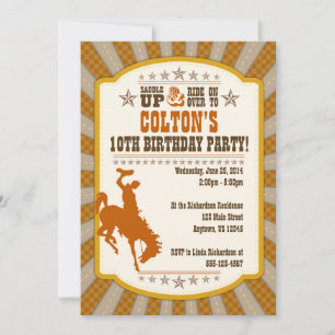 Invitación al cumpleaños número 10 de vaquero