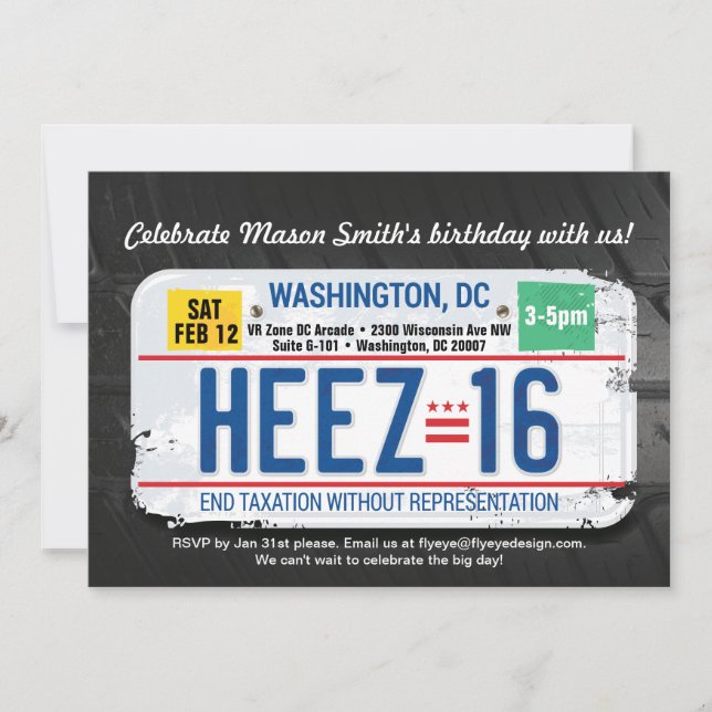 Invitación al cumpleaños número 16 en Washington D (Anverso)