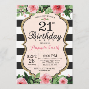 Invitación al cumpleaños número 21. Negro dorado r