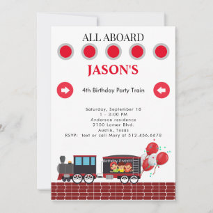Invitación al cumpleaños número 4 de niños en tren