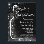 Invitación al cumpleaños número 50. Antiguo a Perf<br><div class="desc">Invitación al cumpleaños número 50. Ageto a la perfección. Vino Rojo. Invitación a la degustación de vino. Purpurina negro y plateado Champagne. 18 20 21 30 40 50 60 70 80 90 100, Cualquier edad. Para más personalización, haga clic en el botón "Personalizar" y utilice nuestra herramienta de diseño para...</div>