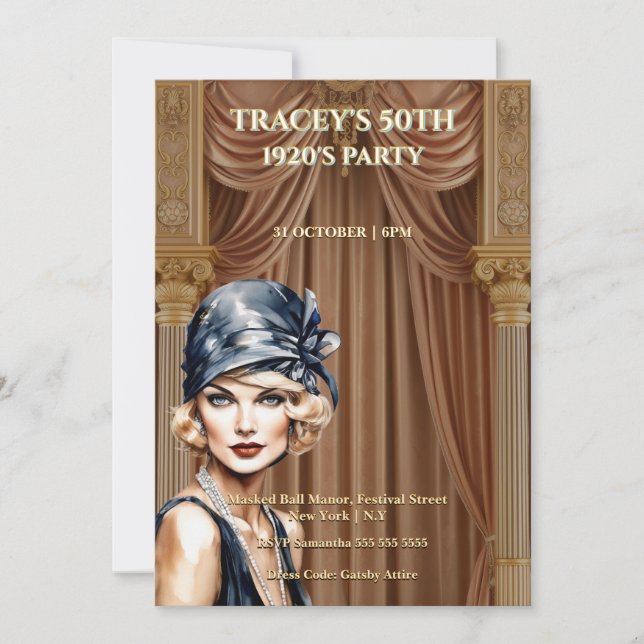 Invitación al cumpleaños número 50 de Gatsby años  (Anverso)