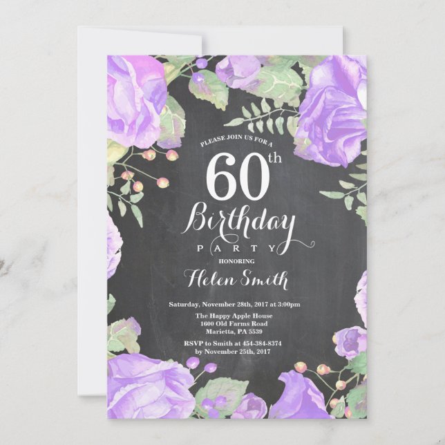 Invitación al cumpleaños número 60 de la Floral Pú (Anverso)