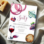 Invitación al cumpleaños número 60 de la prueba de<br><div class="desc">Celebra sesenta con estilo con estas populares invitaciones de cumpleaños número 60, perfectas para una cata de vinos o una cena de cumpleaños. Con elegantes ilustraciones acuáticos de copas de vino, higos, queso, salami y uvas, esta invitación marca el tono perfecto para una reunión moderna y sofisticada. Ideal para los...</div>