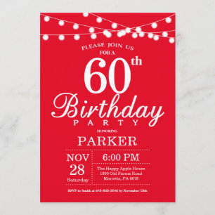 Invitación al cumpleaños número 60 roja
