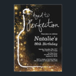 Invitación al cumpleaños número 80. Antiguo a Perf<br><div class="desc">Invitación al cumpleaños número 80. Ageto a la perfección. Vino Rojo. Invitación a la degustación de vino. Purpurina negro y oro Champaña. 18 20 21 30 40 50 60 70 80 90 100, Cualquier edad. Para más personalización, haga clic en el botón "Personalizar" y utilice nuestra herramienta de diseño para...</div>