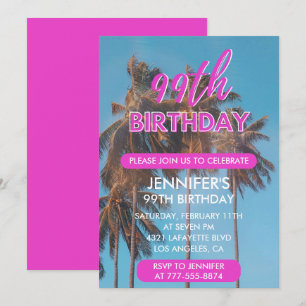 invitación al cumpleaños número 99 Rosa de verano 