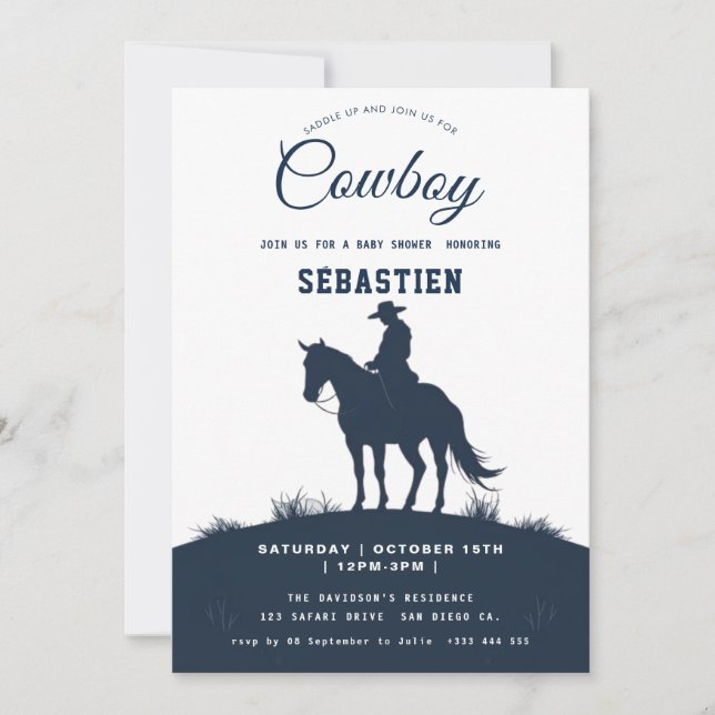 Invitación al cumpleaños occidental de Cowboy (Anverso)