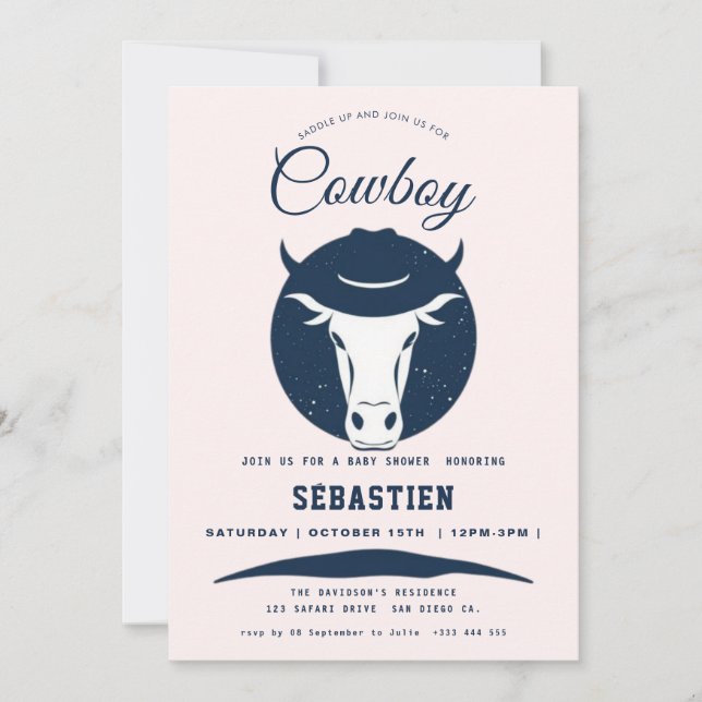 Invitación al cumpleaños occidental de Cowboy (Anverso)