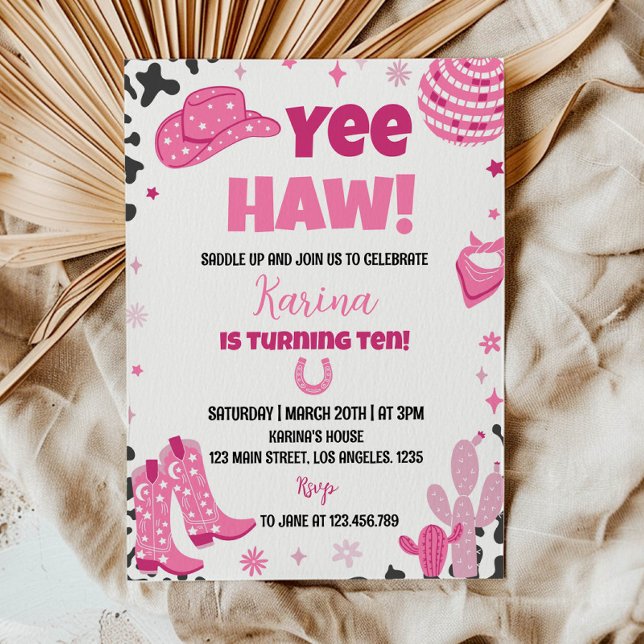 Invitación al cumpleaños occidental de Disco Cowgi (Subido por el creador)
